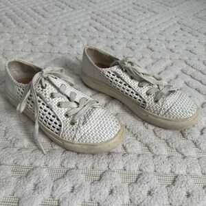 Loft White Woven Lace Up Sneakers size 7